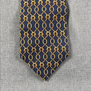 Brooks Brothers Gold and Navy Patterned Tie
